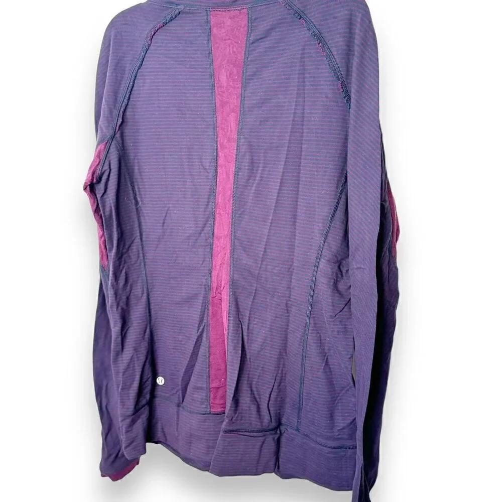 Lululemon FULL TILT PULLOVER Long Sleeve (Hyperstripe PLUM/NAVY) Women’s Size 6
